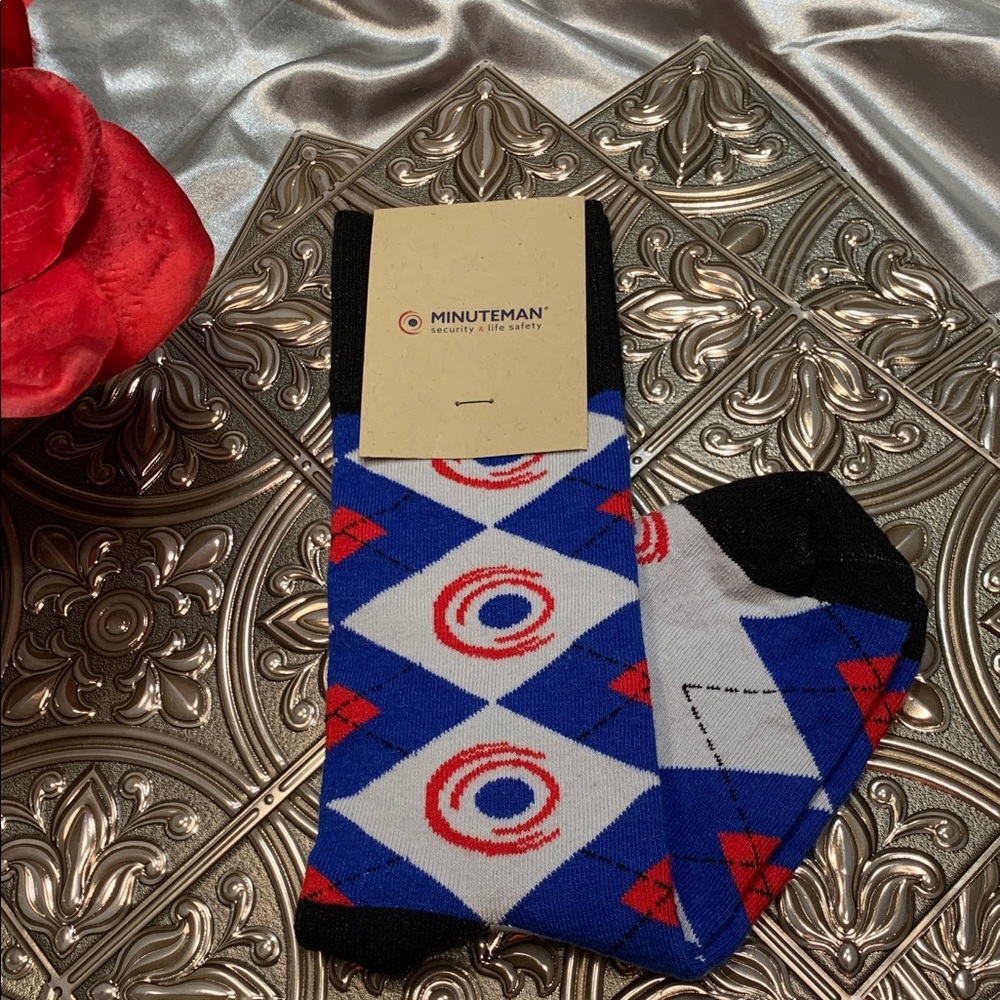 🌹SOCK CLUB “MINUTEMAN” • Red Blue and Black FINEST COTTON Men's Socks - NWT